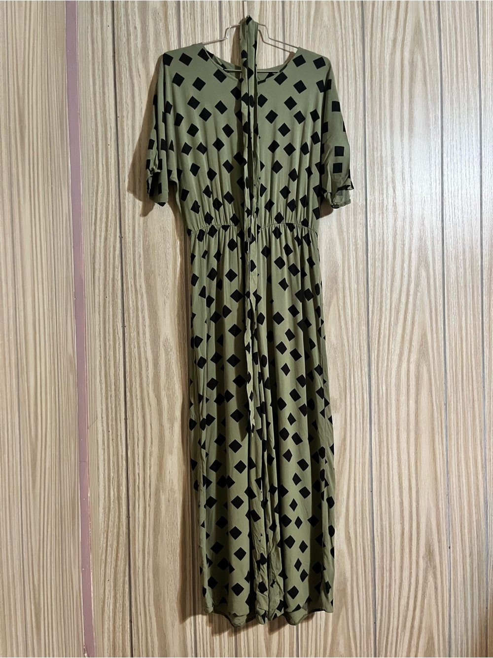 ASOS DESIGN Olive Green Black Geometric Diamond Print Jumpsuit Size US 6